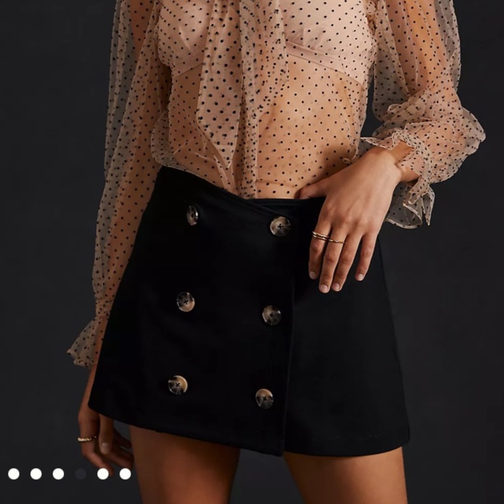 Anthropologie Black Trench Button Mini Skirt